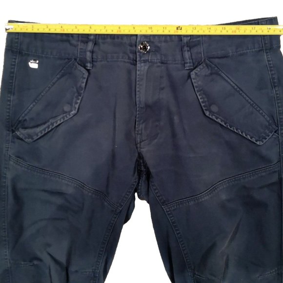 G Star Raw Pants Mens Tapered Leg Navy Drawstring Ankle Articulated Knee 36/34 - Picture 11 of 15